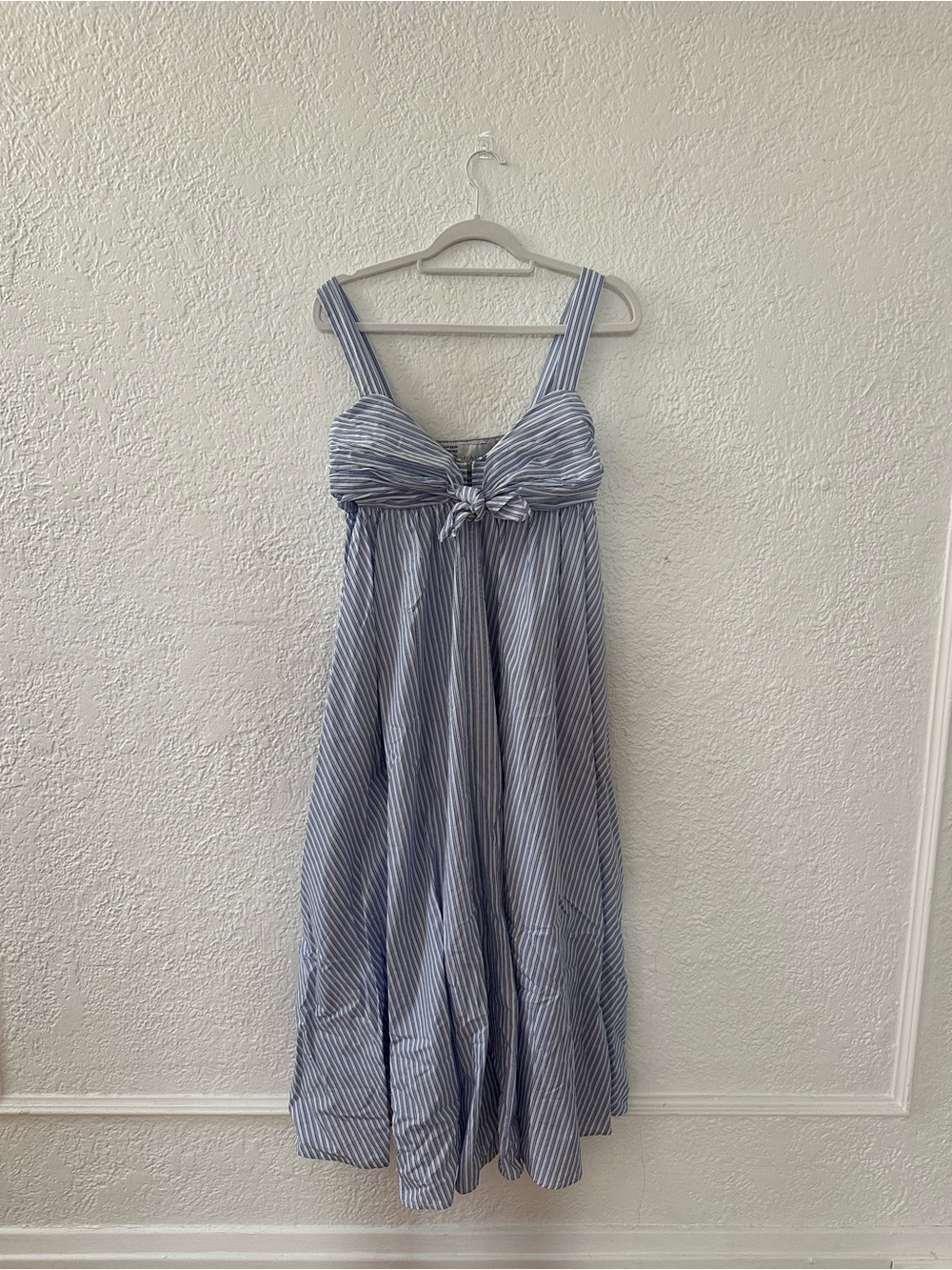 Blue and White Stripe Midi Tie-Front Sundress